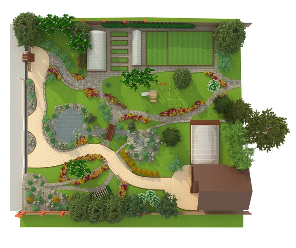Designa en trädgård tomt — Stockfoto