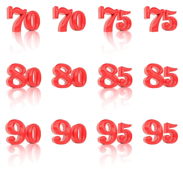 Os números na imagem tridimensional 70 a 95 — Fotografia de Stock