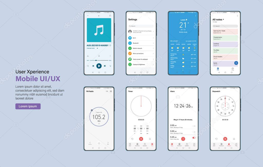 Mobile UI, UX application vetor templates