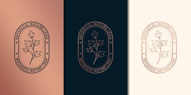 El yapımı kadınsı ve çiçekli botanik, kaplıca salonu için uygun logo, cilt kılı güzellik butiği ve kozmetik, şirket. Premium Vector.