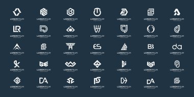 Soyut A-Z.monogram logo dizaynı seti, lüks, zarif ve rastgele iş simgeleri. Premium Vektör