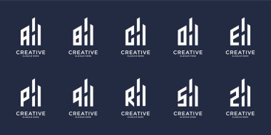 İlham logosu şablonu H harfi bina dizaynı ile rastgele yazılmış. Premium vektör