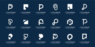 İş, lüks, teknoloji, ilham ve illüstrasyon için P alfabesi logo şablonu. Premium Vektörü