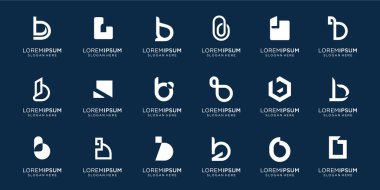 Simge şirketi için monogram harfi b logo tasarım vektör şablonu koleksiyonu, basit, minimalist. premium vektörü
