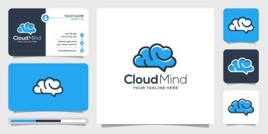 Modern tarzda logo kombinasyonu bulutu ve zihin renkleriyle dolu. modern, soyut, kartvizit tasarımlı oyuncu vektör şablonu. premium vektör