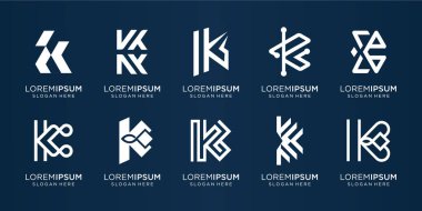 İş, teknoloji, ilham ve illüstrasyon için K harfli monogram harfi simgeleri. Premium Vektörü