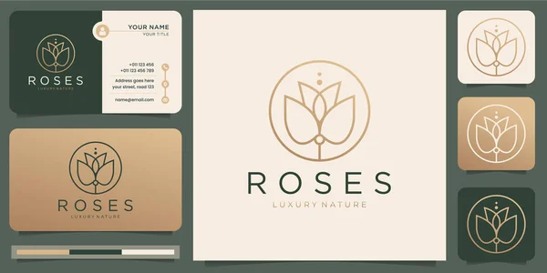 Güllük gülistanlık. Çiçek güzellik salonu, moda, cilt bakımı, kozmetik, doğa ve kaplıca ürünleri. Logo ve kartvizit şablonu. Premium Vektörü
