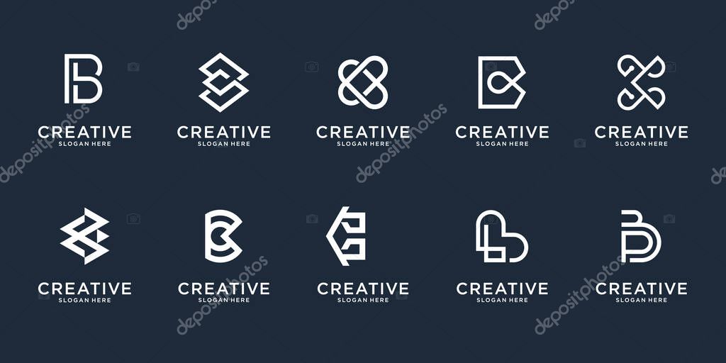 Set Of Abstract Monogram Logo Design Simple Elegant Initial Letter B Design Template Premium Vector Larastock