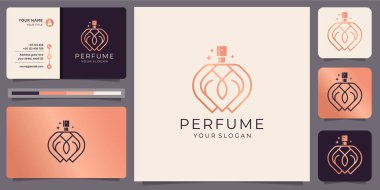 Perfume deodorant bottles luxury design with business card template. premium vector