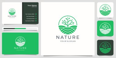 Nature minimalist simple and elegant growth tree modern concept. design template,logo design and business card.premium vector