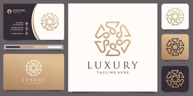 Elegant Golden luxury Ornament Pattern line art Gold Vector logo design and business card. premium vector