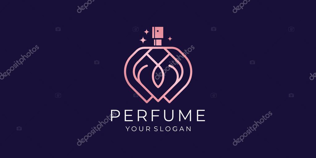 Rose gold Luxury Perfume Logo Template Design premium.premium vector