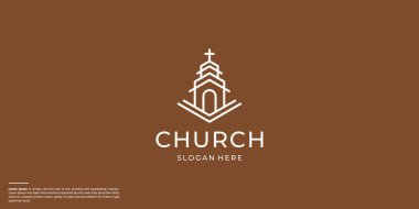 Katolik Hıristiyan Haçı logosuyla Kilise İnşa Et