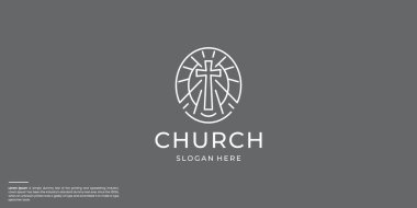 İlham veren kilise logosu tasarımı minimalist soyut çizgi.