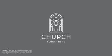 İlham veren kilise logosu tasarımı minimalist soyut çizgi.