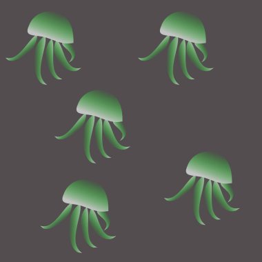 Siyah arkaplanda yeşil denizanası