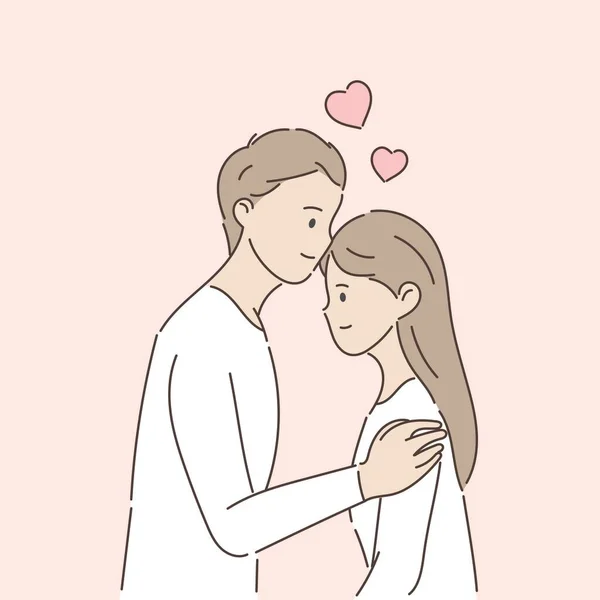 Junges Paar Küsst Sich Auf Rosa Hintergrund Liebe Und Valentinstag — Stockvektor