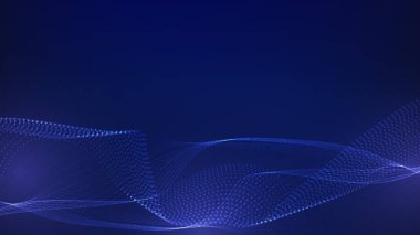 Futuristic data flow technology background with abstract particle wave lines representing digital network connection and information transfer in cyberspace.