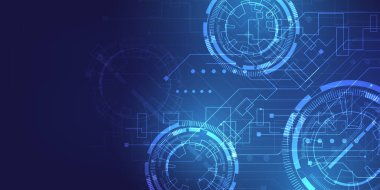 Parlak devre hatları ve dijital ağ bağlantıları olan soyut teknoloji arka planı. Yapay zeka, yenilik, veri veya elektronik sanayi kavramları için mükemmel.