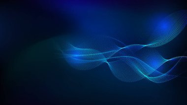 Akan veri parçacıkları ve parıldayan dijital çizgilerle soyut teknoloji arka planı. Yapay zeka, veri, bulut hesaplama, fintech ve kurumsal tasarım için uygun gelecekteki ağ kavramı.