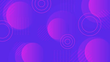 Mor ve pembe daireli soyut geometrik arkaplan, çizgiler ve noktalar. Yaratıcı tasarım, dijital arkaplan, sunum, sosyal medya, pankart ve duvar kağıdı kullanımı için modern grafik deseni.