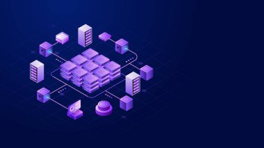 Merkezi dağıtılmış defter, bağlı düğümler ve güvenli veri akışı ile engelleme teknolojisinin izole bir illüstrasyonu. Kripto altyapısı, fintech sistemleri ve modern dijital ağlar için kavram.