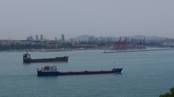 Ships in Bosporus strait — Stock Video