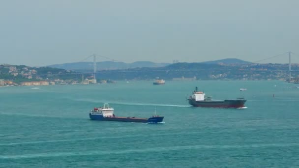 Istanbul. Traffico marittimo nello stretto del Bosforo — Video Stock