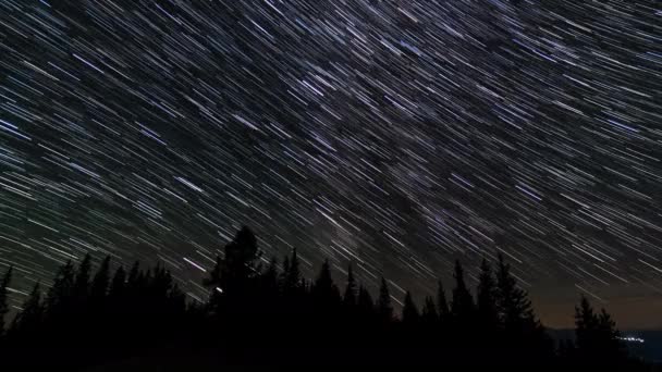 Senderos de estrellas en el cielo nocturno — Vídeos de Stock