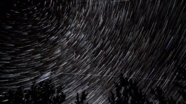 Gece gökyüzünde kuyrukluyıldız şeklinde yıldız izleri