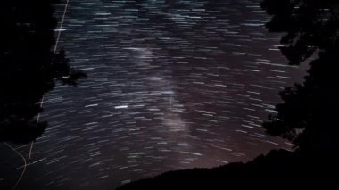 Gece gökyüzünde kuyrukluyıldız şeklinde yıldız izleri