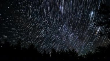 Gece gökyüzünde kuyrukluyıldız şeklinde yıldız izleri