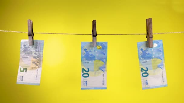 L'euro est séché sur une corde à linge — Video