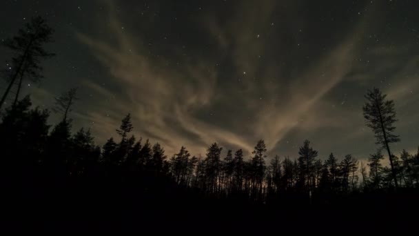 Розрив рухомих зірок і хмар в нічному небі — стокове відео