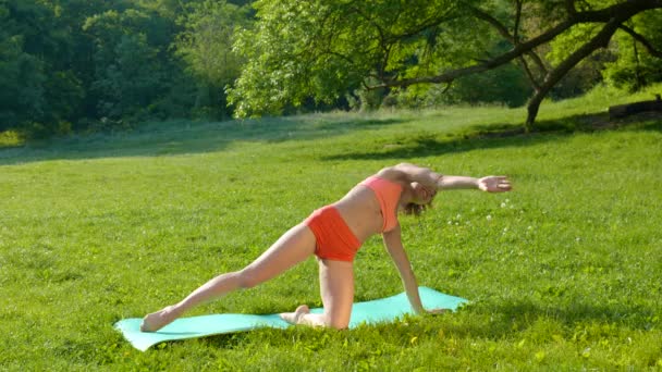 Young woman doing sports at nature — Stock Video