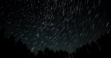 Gece gökyüzünde kuyrukluyıldız şeklinde yıldız izleri