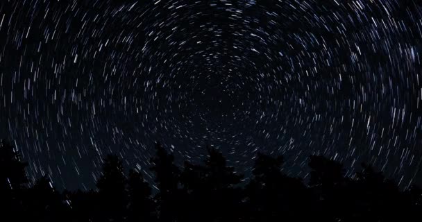 Comet-shaped star trails in the night sky — Stock Video