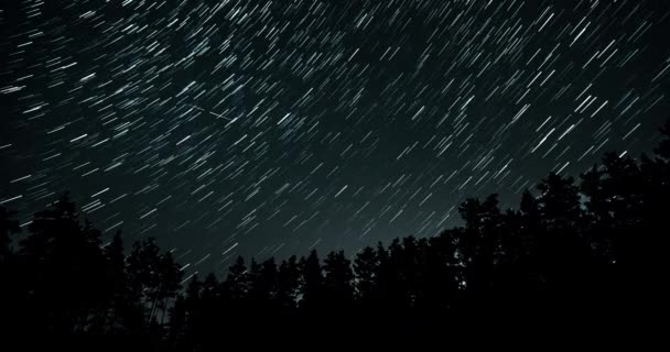 Sentiers étoilés en forme de comète dans le ciel nocturne — Video