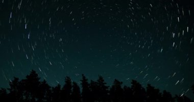 Gece gökyüzünde kuyrukluyıldız şeklinde yıldız izleri