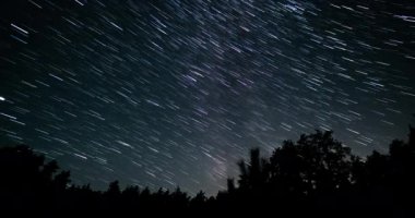 Gece gökyüzünde kuyrukluyıldız şeklinde yıldız izleri