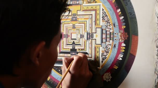 Traditionelle Mandala-Malerei — Stockvideo