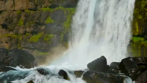 Wodospad Oxararfoss w Parku Narodowego Thingvellir — Wideo stockowe