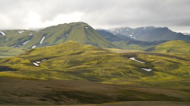 Green mountains in Iceland — Stock Video