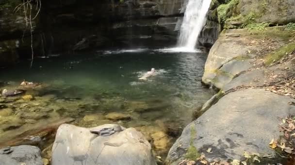 Air terjun kecil di lembah himalayan - Nepal, Himalaya — Stok Video