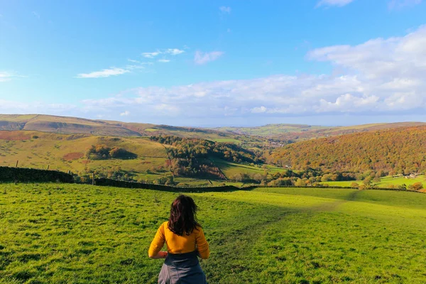 Viagem Para Distrito Pico Kinder Scout Queda Kinderr — Fotografia de Stock