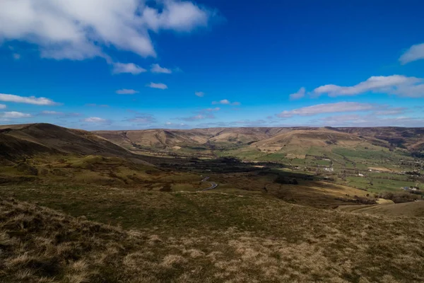 Mam Tor Dan Losehill Pike Parçası Tepe Bölgesi Ndeki Dağ — Stok fotoğraf