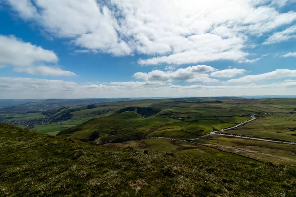 Une Excursion Long Chaîne Montagnes Dans Peak District Mam Tor — Photo