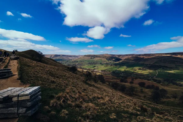 Mam Tor Dan Losehill Pike Parçası Tepe Bölgesi Ndeki Dağ — Stok fotoğraf