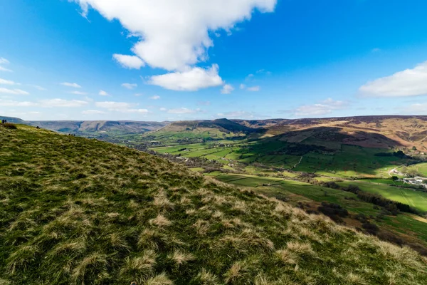 Mam Tor Dan Losehill Pike Parçası Tepe Bölgesi Ndeki Dağ — Stok fotoğraf