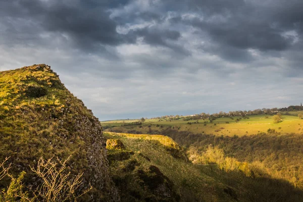 Aufstieg Den Berg Morgen Peak District Thor Cave — Stockfoto